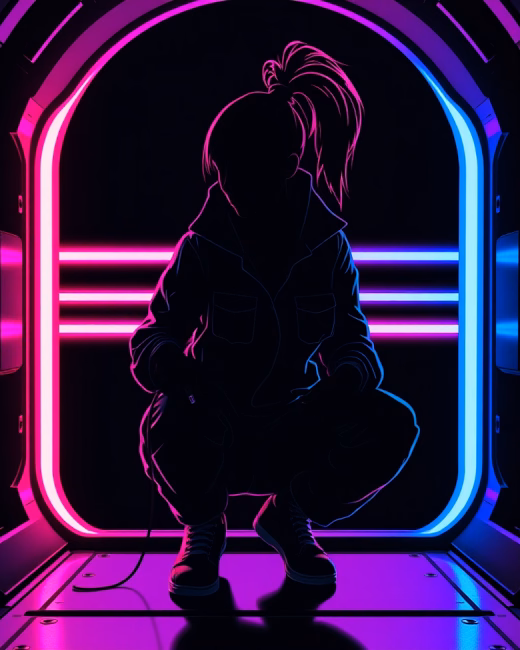 Neon silhouette of Bonnie Barstow